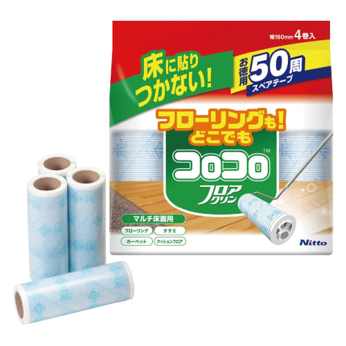 [.co.jp Exclusive] Nitoms Corocoro Spare Tape, 50 Rolls Per Pack, 4 Rolls, 160mm Wide, Floor Cleaning Tape Replacement, Original, for Flooring, Carpet
