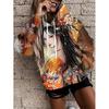 Womens Oversized Hooded Sweatshirt With Botanical Cartoon Print Loose Fit Comfortable Casual Top 2025