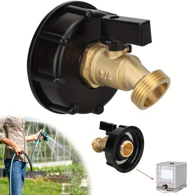 IBC Tankadapterkoppling S60*6, PP- och mässingsmaterial, korrosionsbeständig, läckagesäker för trädgårdsslangbevattningsutrustning 3/4" ventil