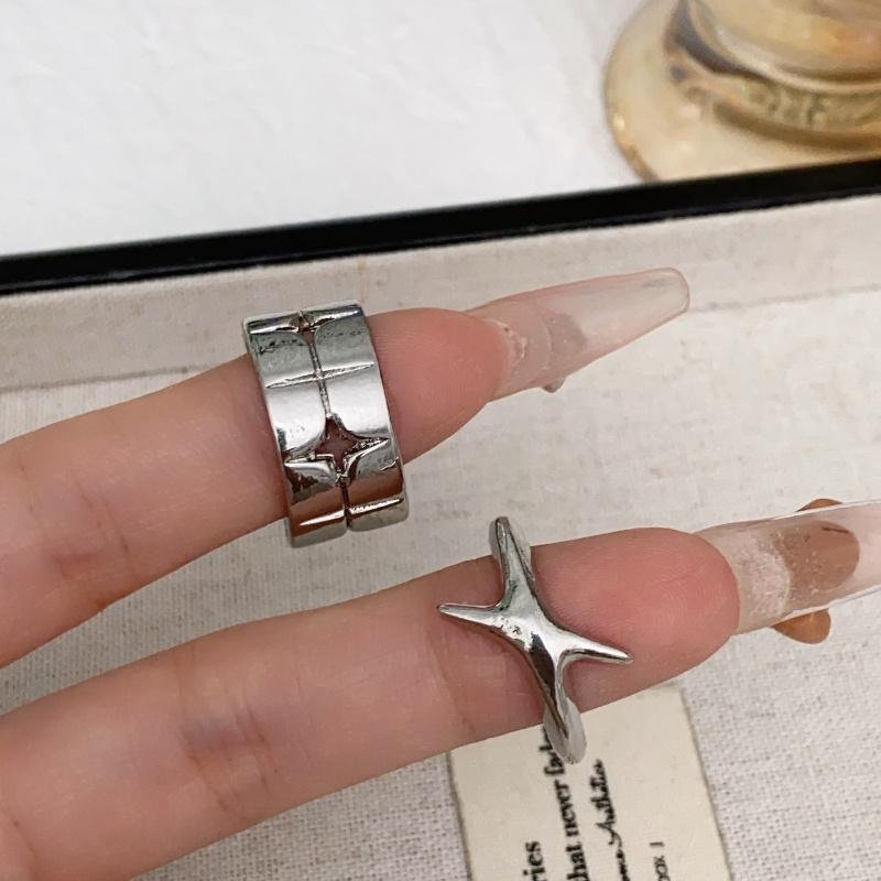Fashion Retro Silver Color Cross Star Rings for Women Men Punk Gothic Couple Rings Festivals Party Jewelry Daily Accessories New
