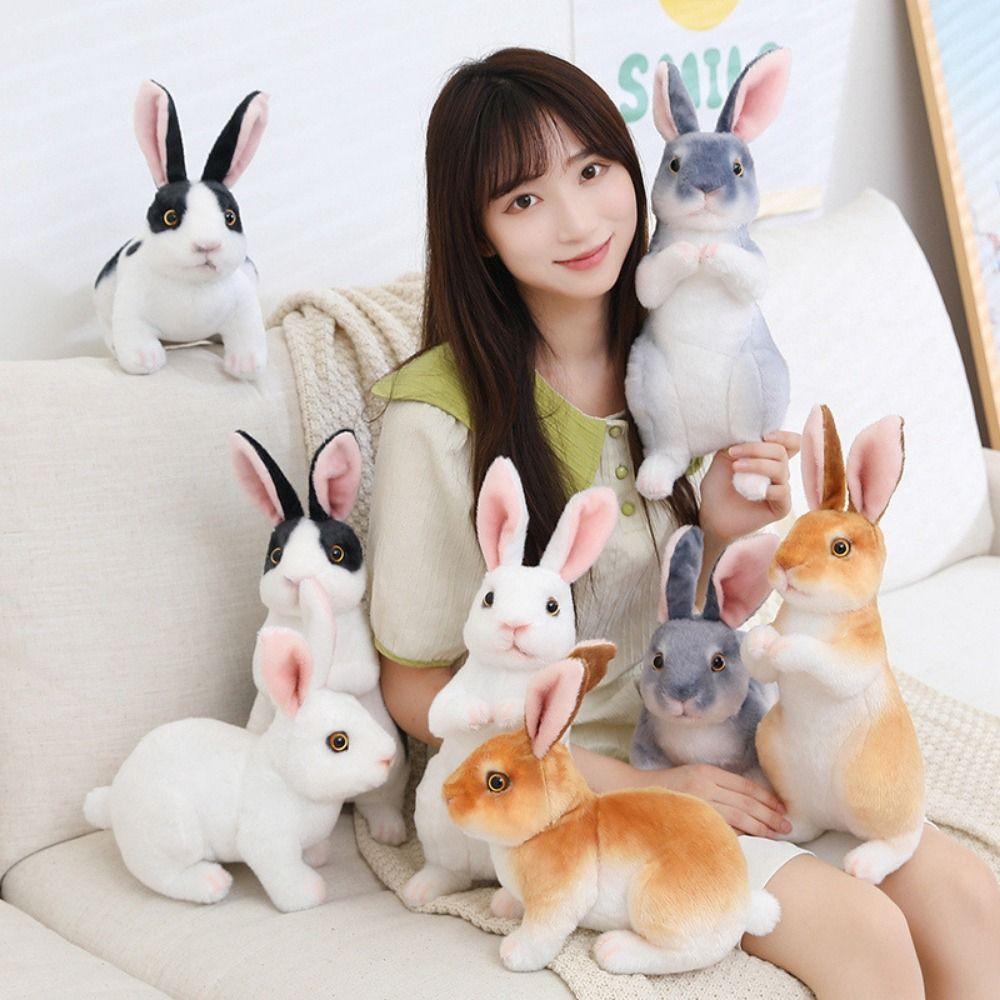 Long Ears Simulation Animal Doll Soft Skin-friendly Realistic Rabbit Plush  Birthday Gift
