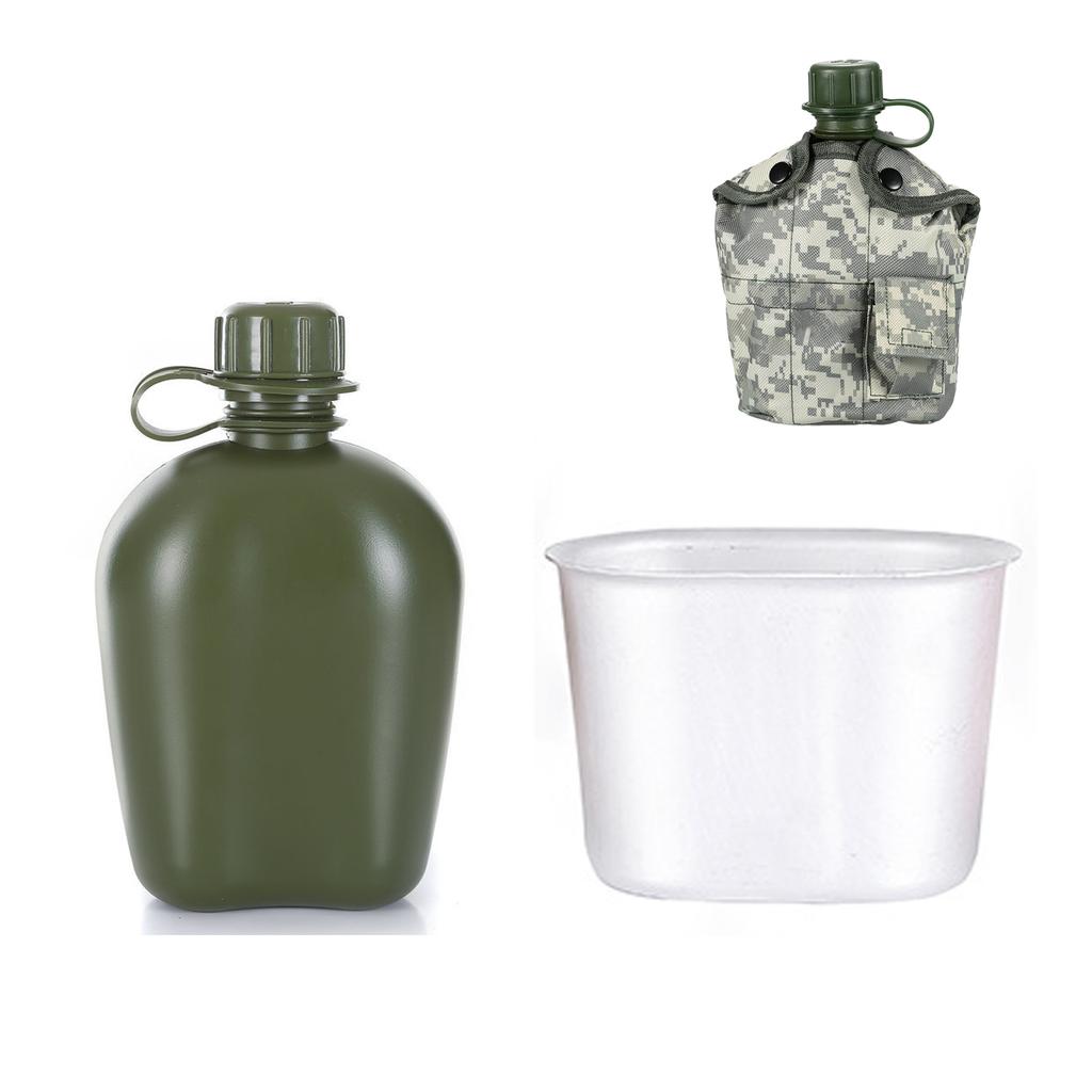 3-teiliges Feldflaschen-Set mit Aluminiumbecher und Hülle für Outdoor-Camping, Wandern, Rucksackreisen, Survival 3-teiliges Feldflaschen-Set