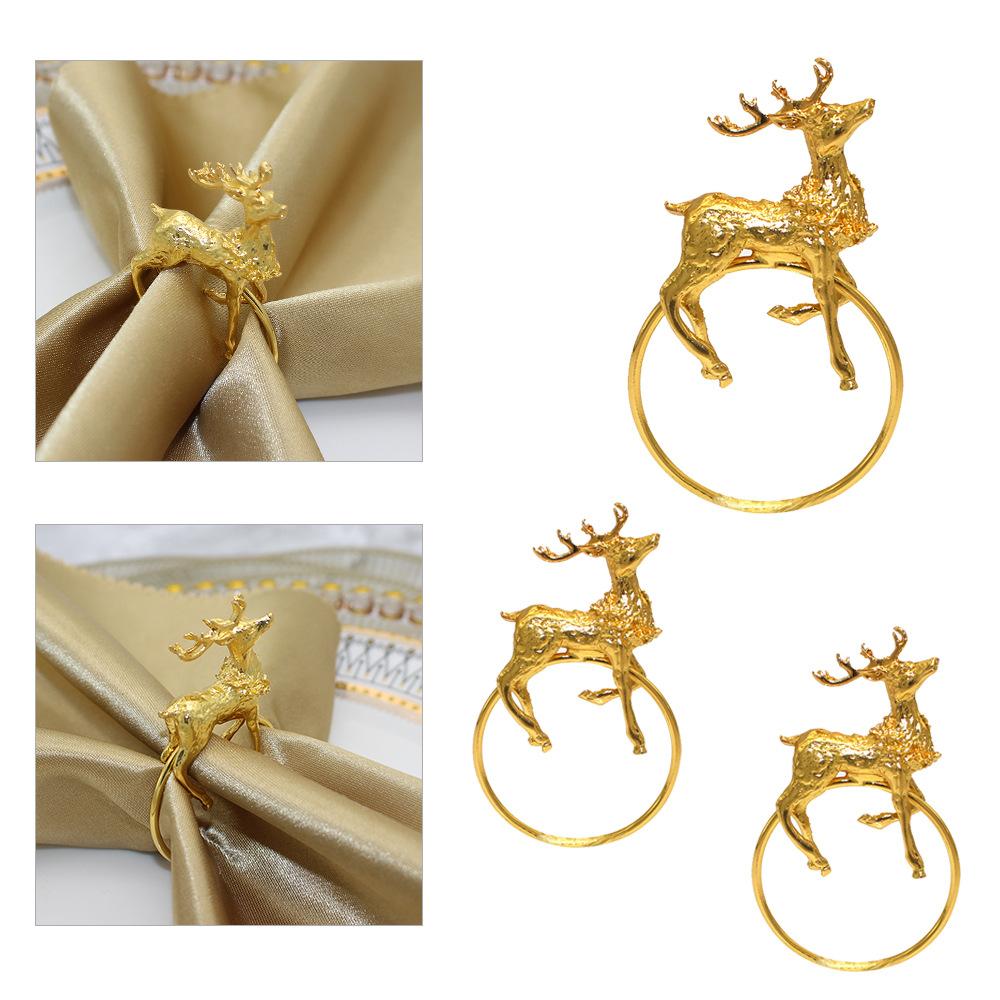 10PCS Christmas Reindeer Table Napkin Rings Metal Napkin Holder,for Christmas Home Decoration New Year's Eve Decorations
