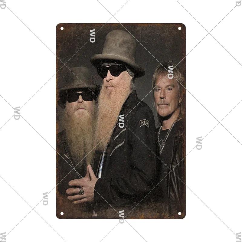 Tin Sign ZZ TOP Rock N Roll Poster Decorative Plaque Metal Signs Retro Vintagge Wall Plate For Home Club Pub Gift Wall Decor
