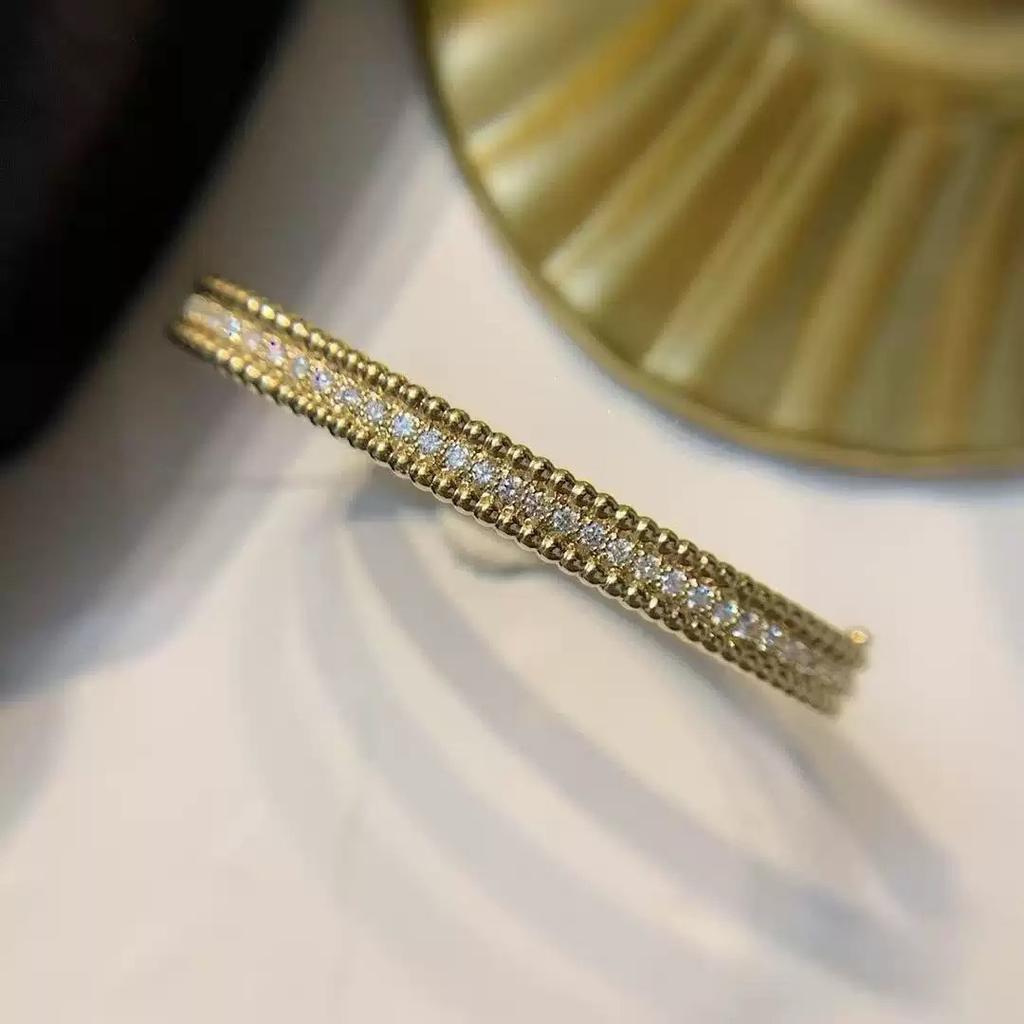 2026 Rope Knot Bracelet Women's Snap-on Full Diamond Kink Bracelet Copper Plated 18K Light Luxury Temperament High-end Hand Jewelry