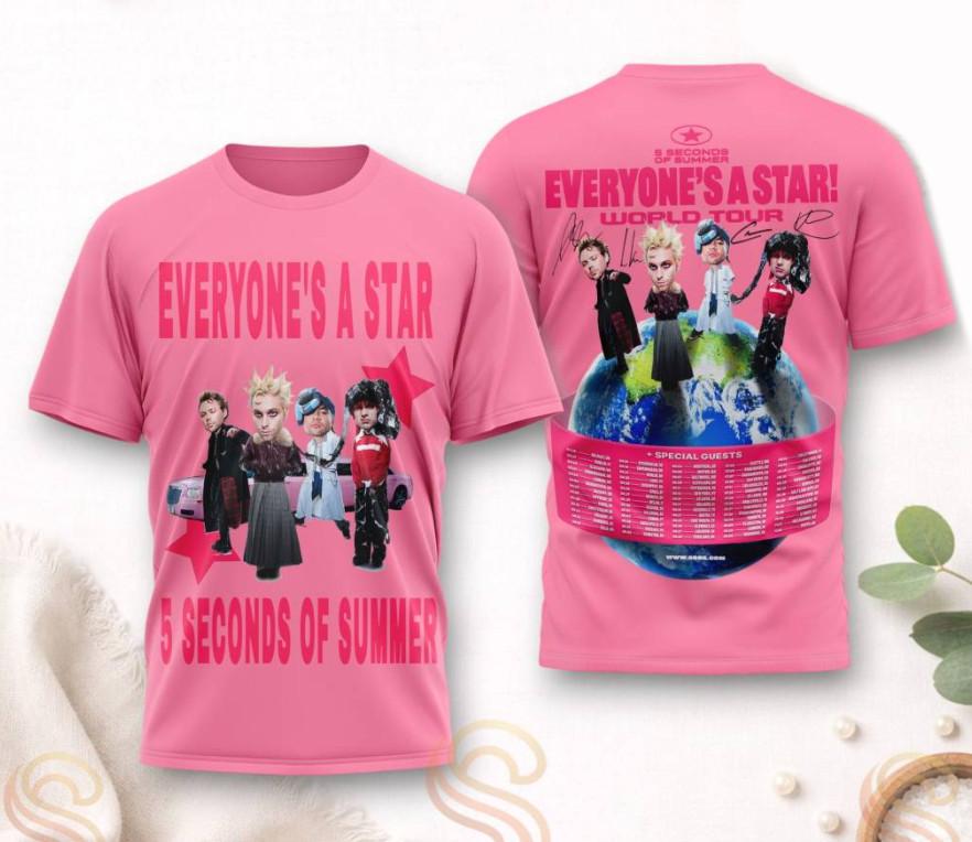 Everyone’s A Star World Tour 2026 5 Seconds Of Summer 3D Shirt DI1553
