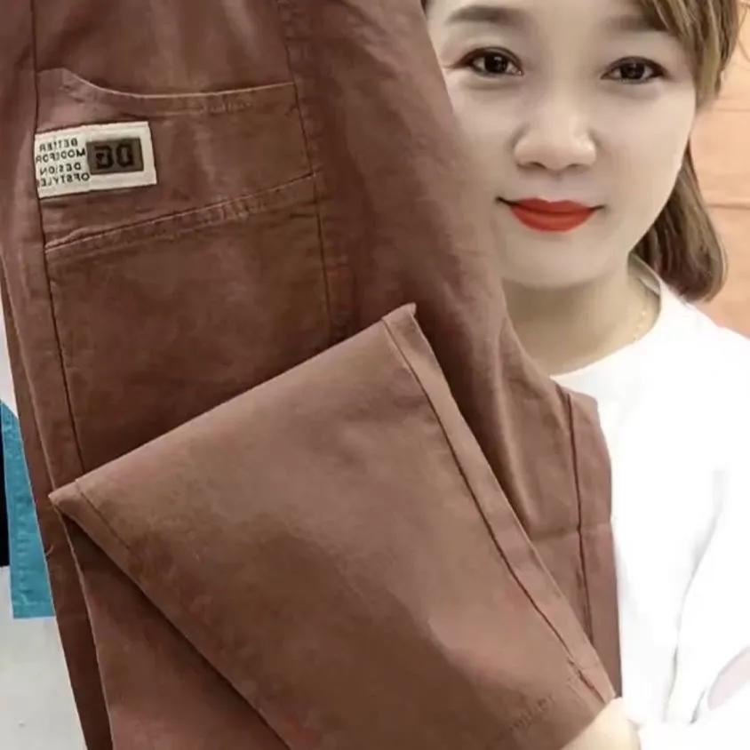 Women's Summer Vintage Thin High Waist Harem Pants Loose Cotton Linen Pants Straight Casual Pants