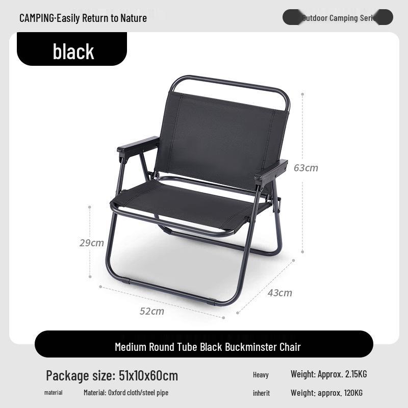 Carbon Steel Camping Folding Table & Kermit Chair Set - Metal Outdoor Roll-up