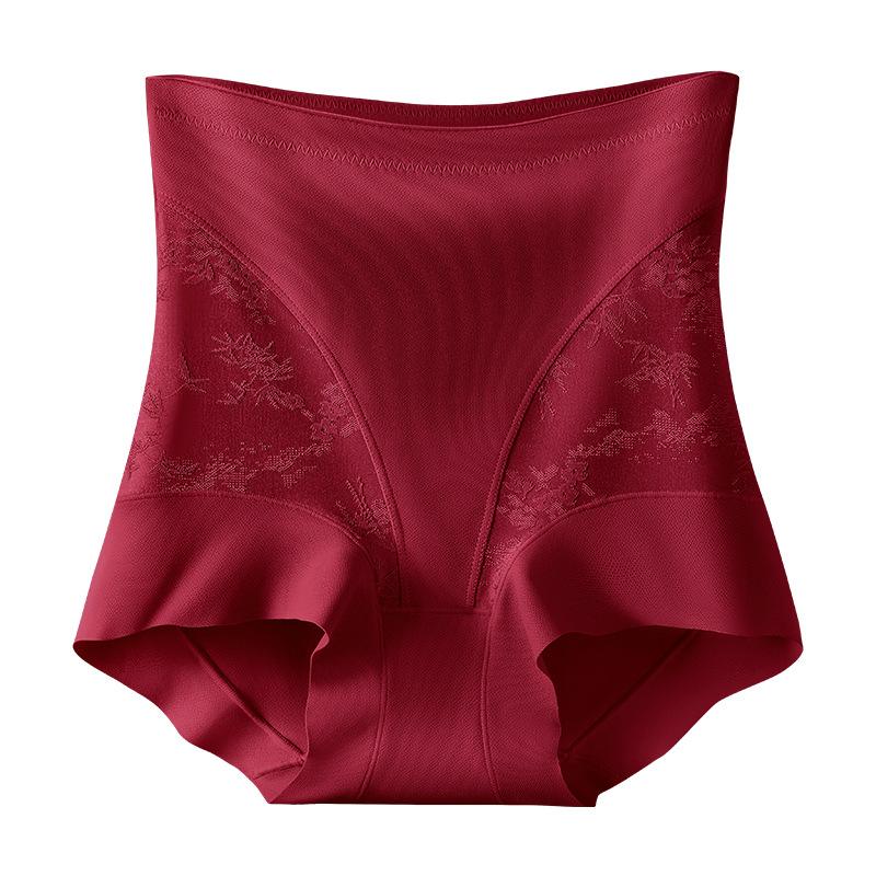 Lady Spring and Autumn Chinese Style Relief Belly Lift Hip Antibacterial Crotch Thin High Waist No Trace Safety Underwear