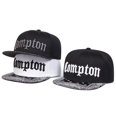 Męski Kapelusz Hip Hop z Haftem COMPTON Outdoorowy Regulowany Kapelusz Przeciwsłoneczny Rekreacyjny Wiosna Jesień Podróże Turystyka Wakacje na Plaży