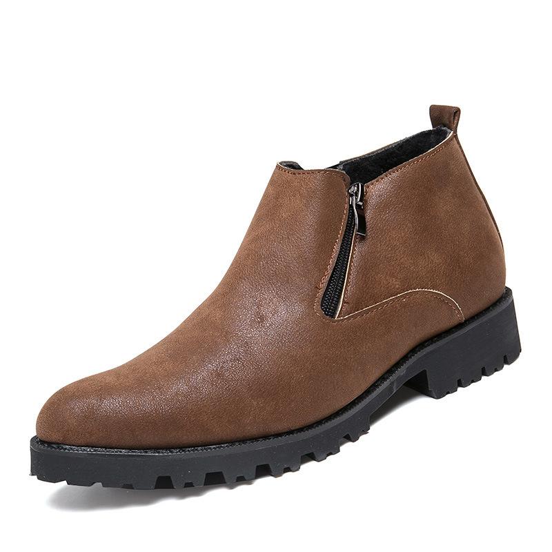 

Autumn 2025 new personalized men s shoes fashion versatile high-top casual leather shoes platform horse leather shoes 44 коричневий