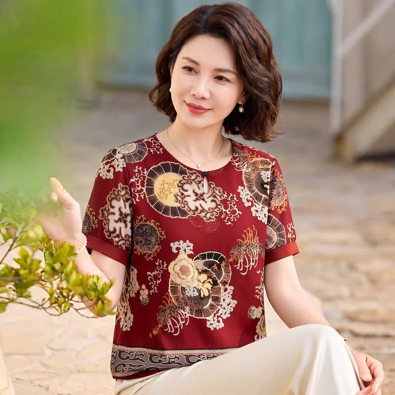 Elegant New Chinese Style Short-Sleeved Top XXXL
