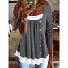 JPNTKY Women's Fashion Casual Long Sleeve U-Neck Blouses & Shirts