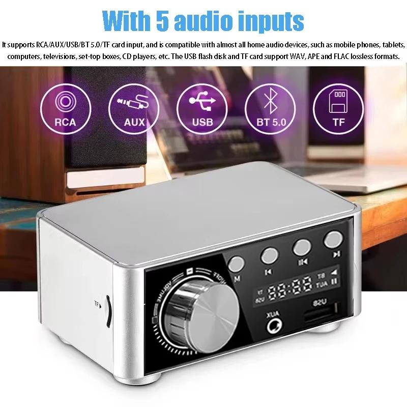 HiFi Audio Amplifier Bluetooth 5.0 Digital Amplifier Mini Stereo Amplifier For Home Car Modification USB TF Card AUX Playback