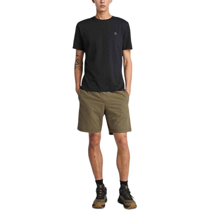 Timberland SS25 Brand Logo Solid Color Outdoor Lace-Up Breathable Casual Shorts Men shorts Army-Green A6EY1-A58