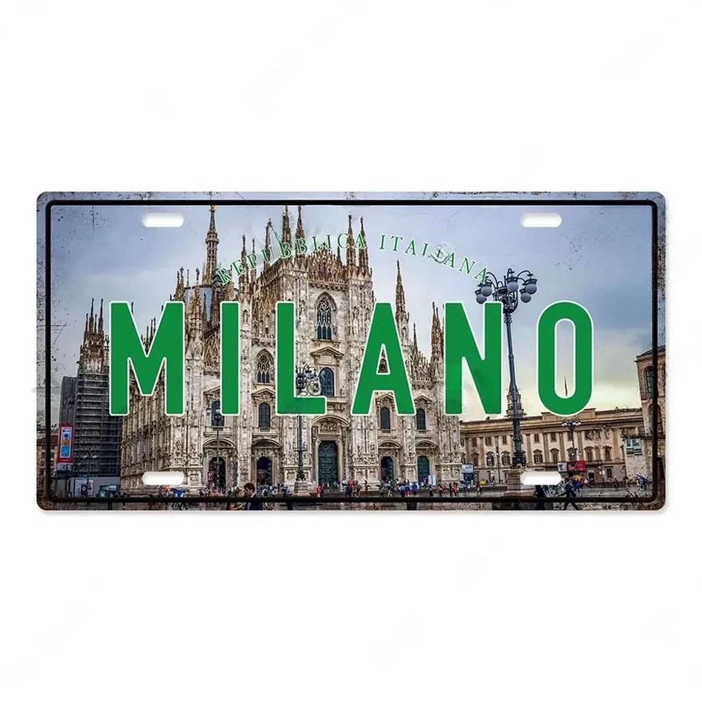 Barcelona Asntoniri Milano Chicago Metal Tin Signs Vintage Plaque Auto Plate Embossed Tag Garage Bar Pub Clubs Home Wall Decor