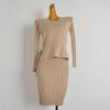 Autumn and Winter Clothing New Fashion Sexy Vest Fake Two-Piece Suit Long Sleeves Knitting Dress Women's Clothing Slim Looking Bodycon Dress