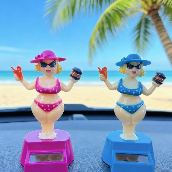 Solar Car Dashboard Decoration Cute Beach Girl Swing Ornament Couple Style Dancing Figure