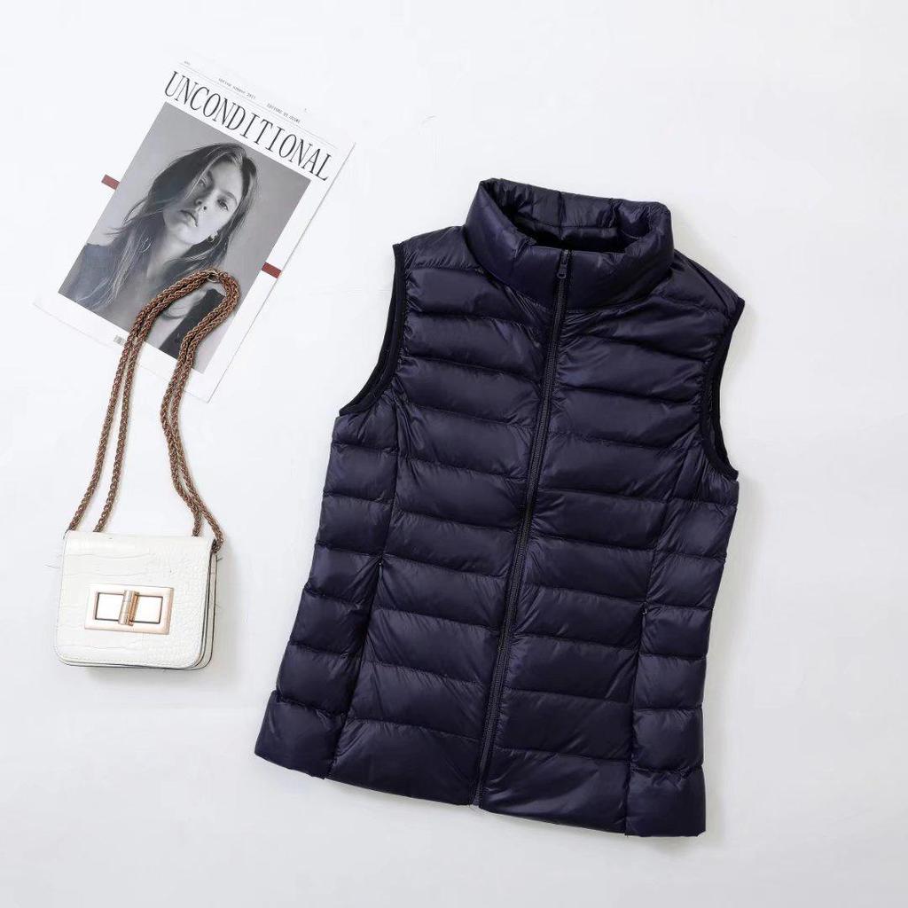 Women's Lightweight Down Vest, Stand-Up Collar, Plus Size 200 Jin, Autumn/Winter Outerwear