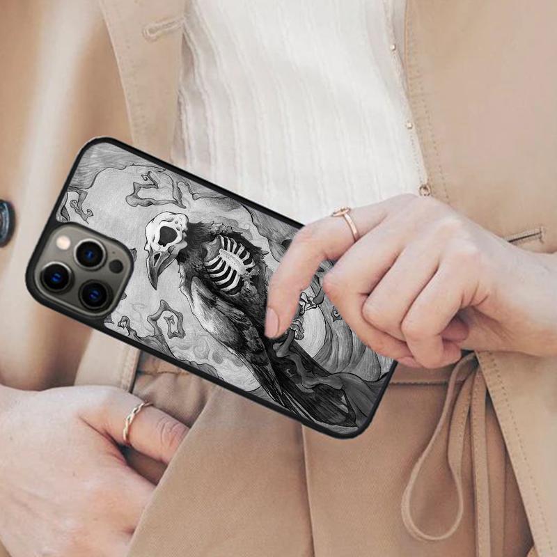 Raven Crow Skull pattern Magnetic Phone Case For APPLE iPhone 17 Air 16 14 13 12 Pro Max 15 Plus Wireless Charge MagSafe Cover