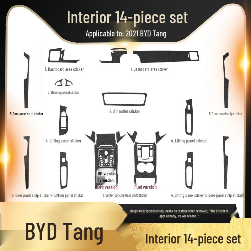 Black Warrior Gebürsteter Autoaufkleber für 17-21 BYD Tang Innenraum Mittelkonsolen Dekoration