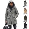 Men's Winter Color Hooded Woolen Overcoat Casual Coat for Outdoor Everyday Wear