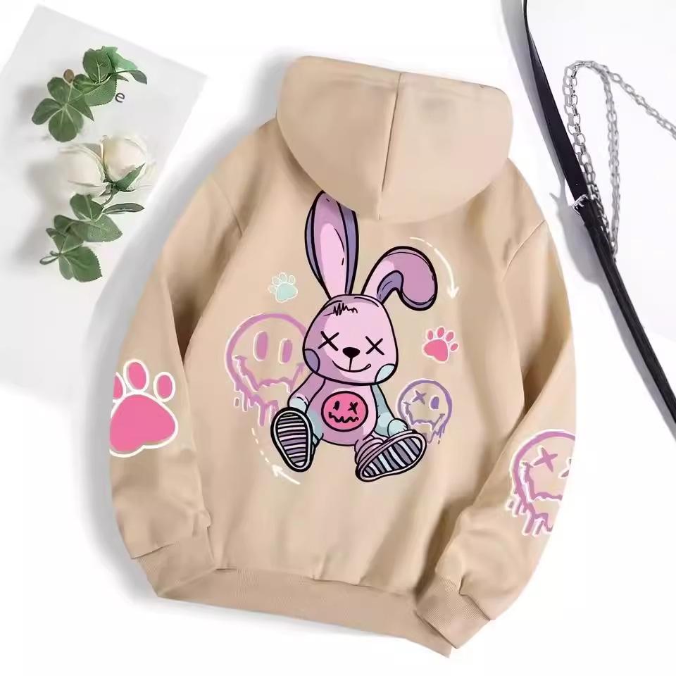 Cartoon Print Hip Hop Street Style Women's Sweatshirt: Casual Loose Pullover Hoodie