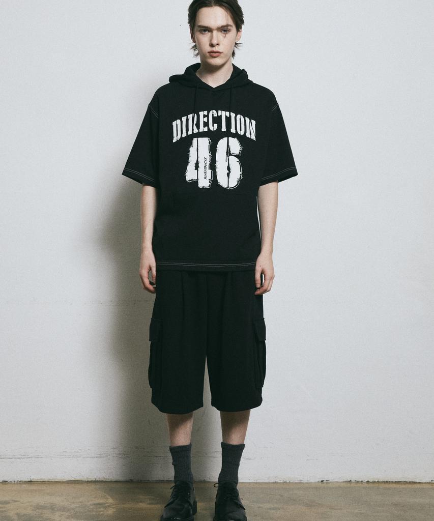 BUNKERBUSTER Contrast Stitch Lettering Hoodie Short Sleeve T-Shirt Mq7Tu424_Black