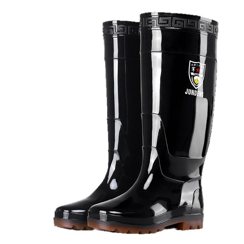 Extra High Rain Shoes Men's Velvet Warm Waterproof Glue Shoes Over the Knee Long Tube Men's Rain Boots Non-slip and Wear-resistant Water Shoes