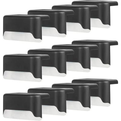 Wasserdichte Solar-Zaunleuchte, LED-Solar-Gartenleuchten IP65 für Terrassen-Treppengeländer (Warmweiß-Schwarz, 12 Stück)