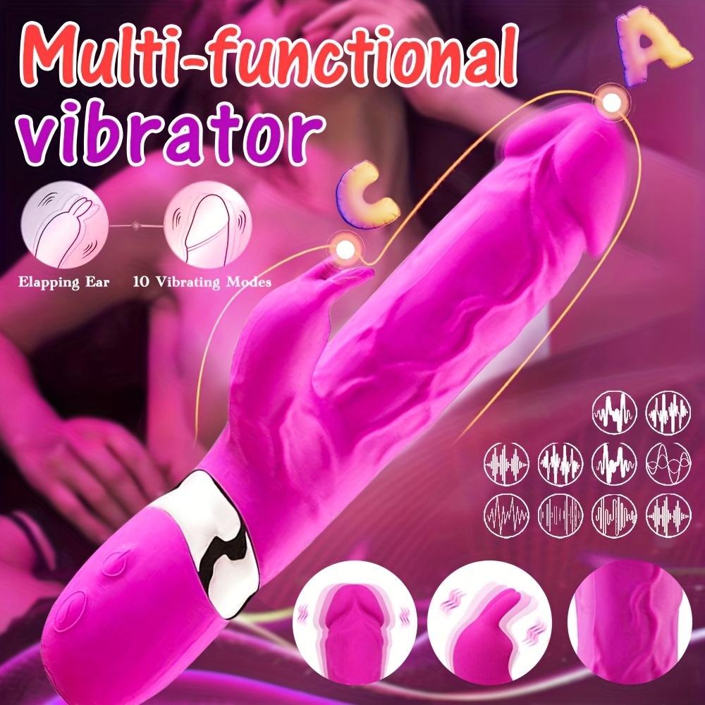 3 in 1 Rabbit Thrusting Vibrator G-Punkt Klitoris Stimulation Dildo Sexspielzeug für Erwachsene 18