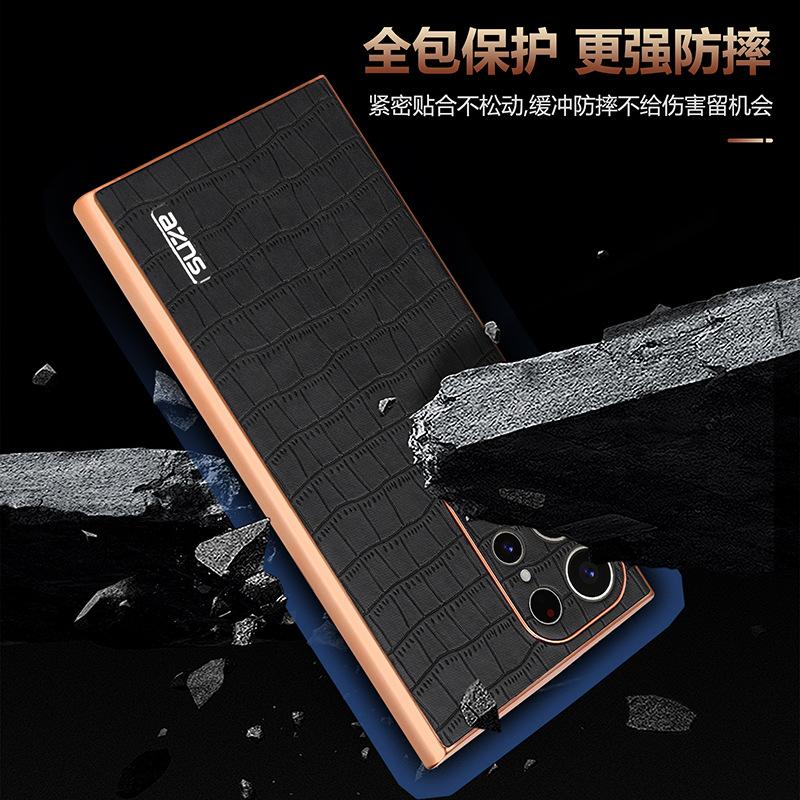 Applicable to Samsung s25 mobile phone case, new electroplated s23ultra crocodile pattern A36 personalized A56 business protective case