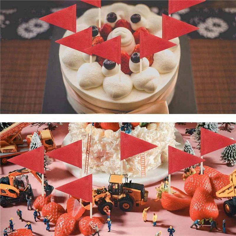 ABJI-200 Stück Solide Rote Zahnstocherflaggen Kleine Mini Einfarbige Rote Stäbchen Cupcake-Topper Flaggen DIY-Dekoration