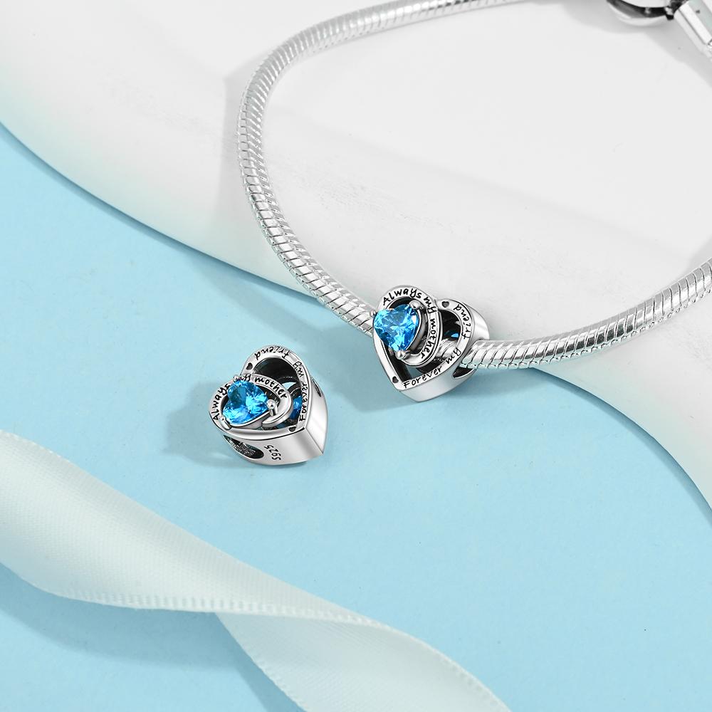 Love Heart Birthstone Beads Birthday Gift Copper Plated For Charms Copper Plated Original Bracelet For Jewelry Making