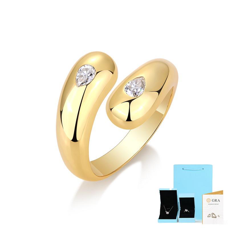 

S925 посеребренное золотое кольцо муассанит кольцо Ins Style Jewelry Beauty No. 8