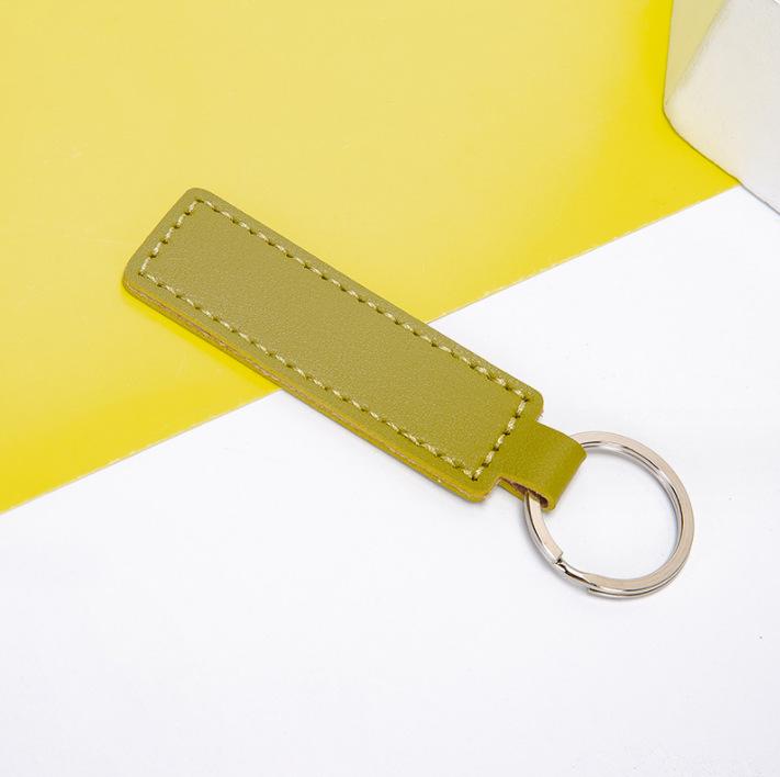Cross PU Leather Keychain with Double-Sided Stitching: Customizable Logo Leather Pendant for Men and Women Car Keyring