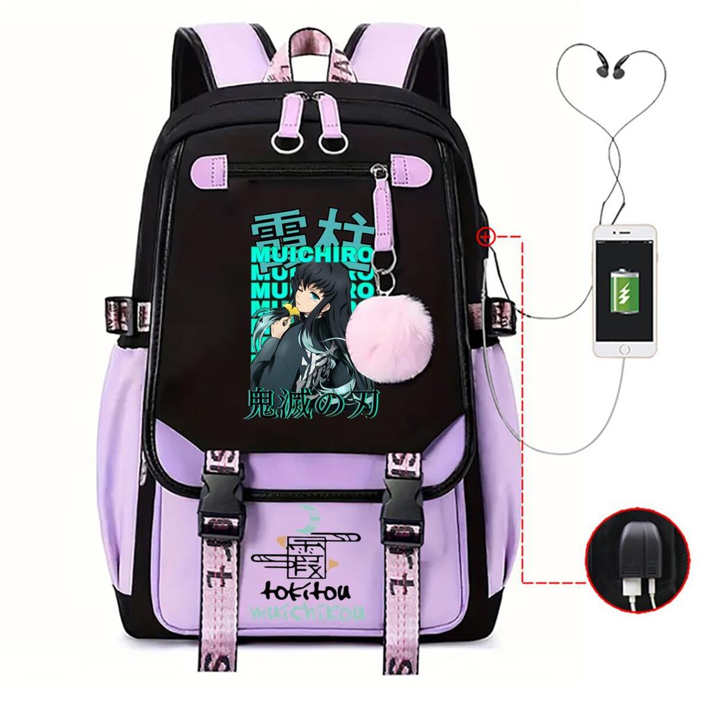 Anime Peripheral Backpack College Wind Junior High School Student High School Student with USB Multifunctional Student School Bag