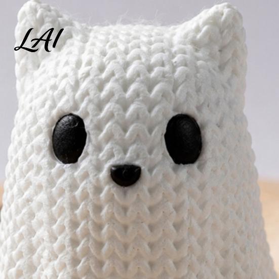Hand-knitted Texture Ghost 3D Printed Dog/Cat Figurine Ornaments Knitted Halloween Animal Soft Cute Ornament Decorations Small Puppy/Kitten