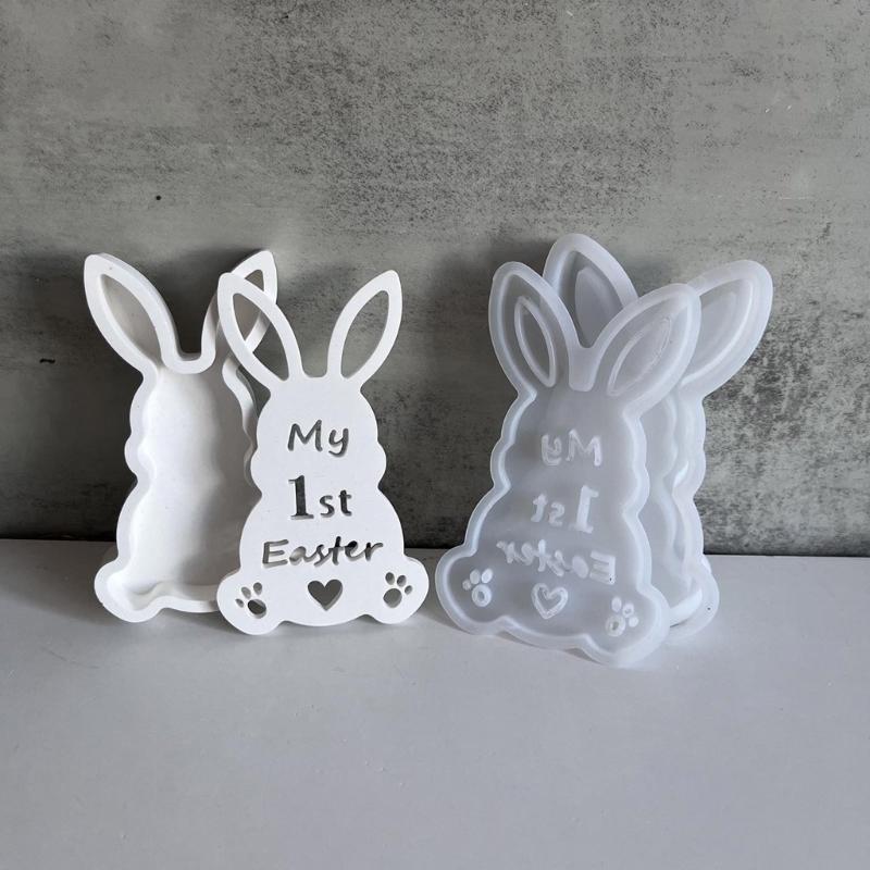 Flexible Silicone Festival Home Decoration Mold Easter Rabbit Shaped Candlestick Mould Gypsum Mould for Atmosphere Light