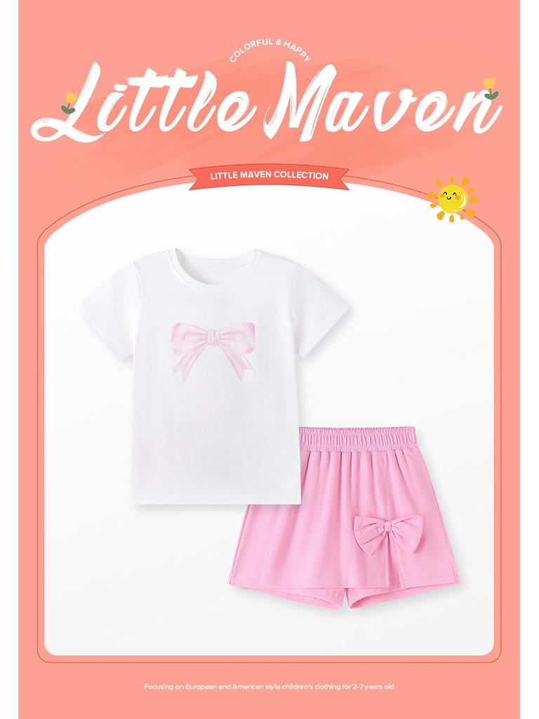 Little Maven Sommer-Set für Mädchen: Europäischer & Amerikanischer Stil mit Niedlicher Schleife
