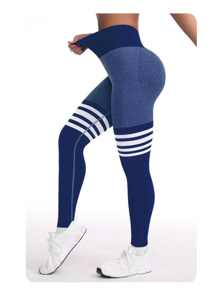 Women's Seamless High-Waisted Striped Peach Lift Yoga Leggings