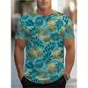 Men's Tropical Rainforest Print T-shirt Sports Short Sleeved Round Neck T-shirt for Summer Outdoor Fitness Workout Men's Clothing