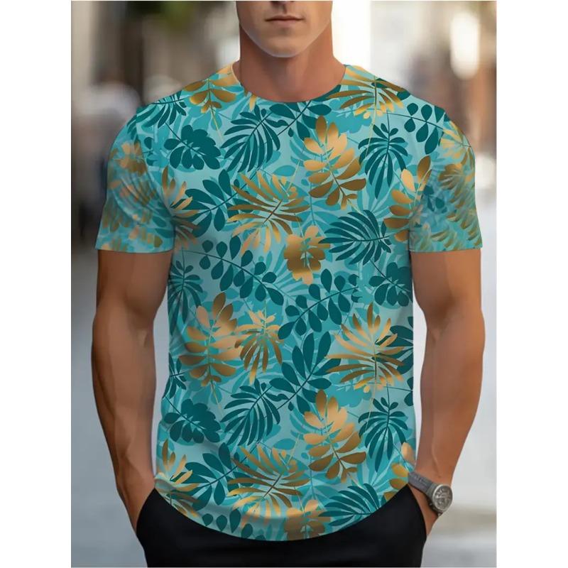 

Men s Tropical Rainforest Print T-shirt Sports Short Sleeved Round Neck T-shirt for Summer Outdoor Fitness Workout Men s Clothing XS
