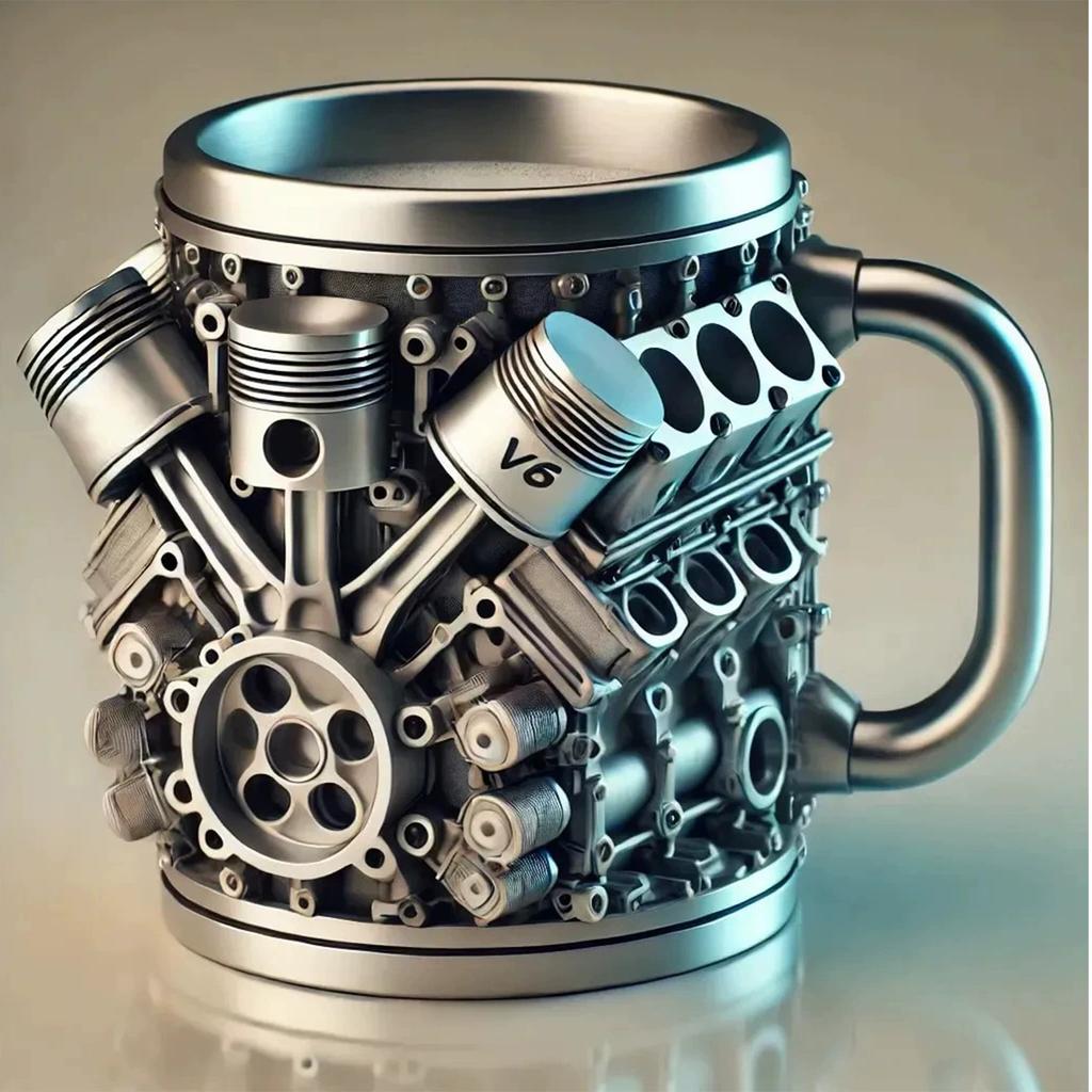 Automotive Engine Insulated Coffee Mug Stainless Steel Inner Cup Heat Resistant Water Container for Car Enthusiasts