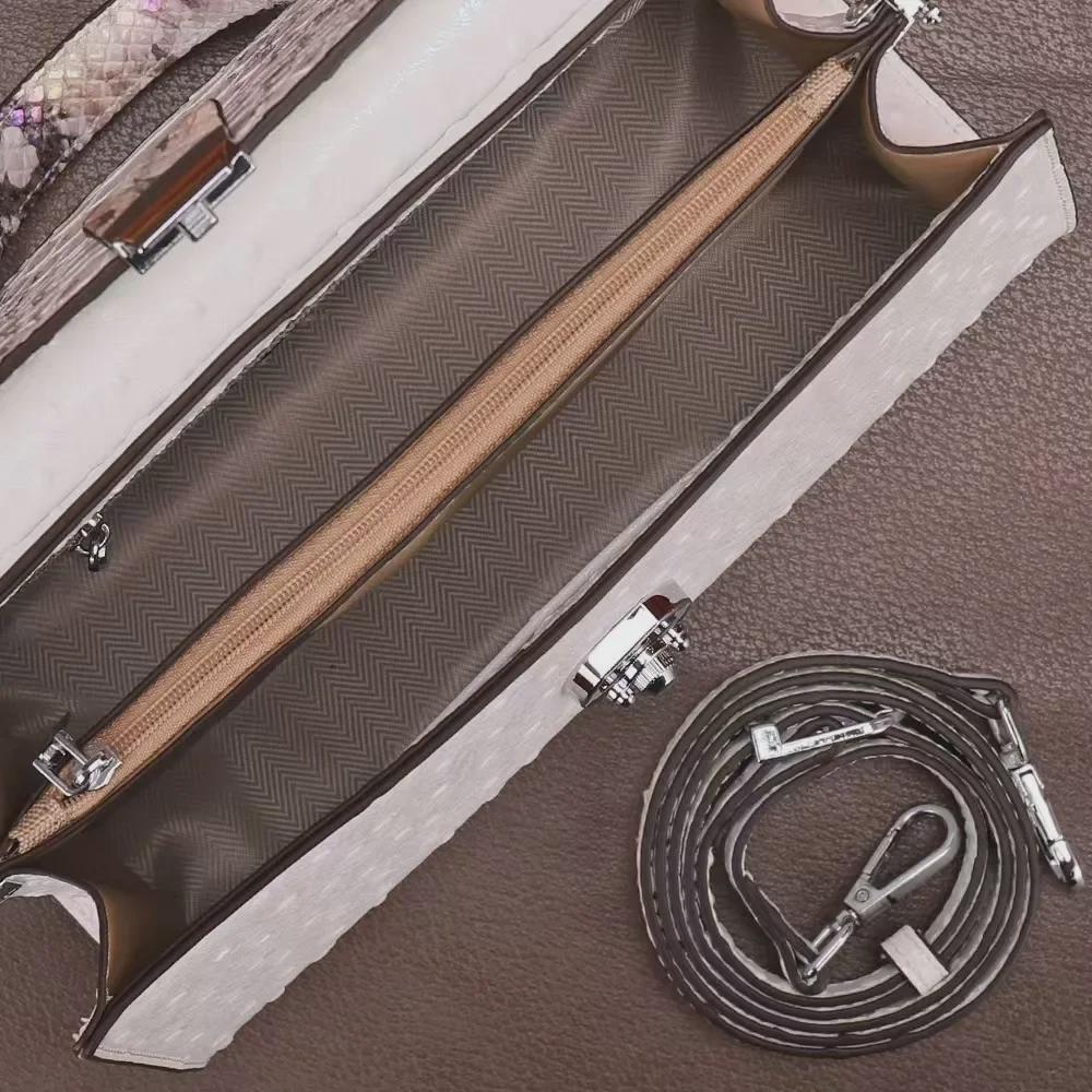 2024 High-End Luxury Ostrich Pattern Leather Shoulder and Messenger Bag for Women