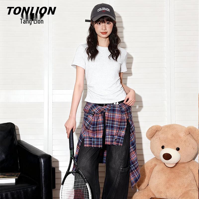 TonLion Women s Summer Ruched Slim-Fit Short Sleeve T-Shirt S