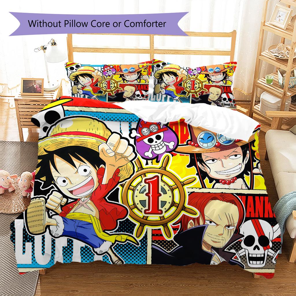 Luffy D 3pcs Bedding Set, Digital Printed Duvet Cover, No Insert, Kids Gift, Large Size -HYQ53