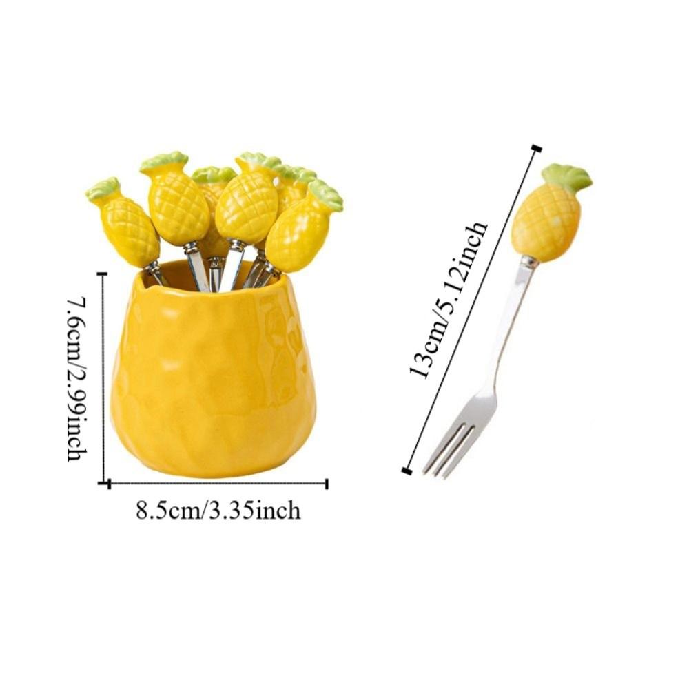 Pineapple Carrot Ceramic Fruit Forks Set Creative Ins Style Ceramic Fruit Forks Receipt Jar Home Decoration Household