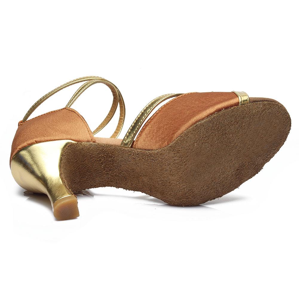 Women's Latin Dance Shoes Satin Soft Tango Salsa Modern Ballroom Dancing Shoes Heeled 7CM
