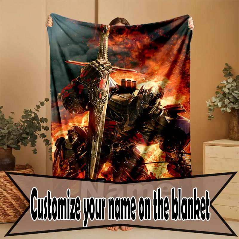 Custom Name Personalized Transformers Print Blanket, Home Decor, Bedroom, Sofa, Camping, Couch, Gifts for Birthday Christmas